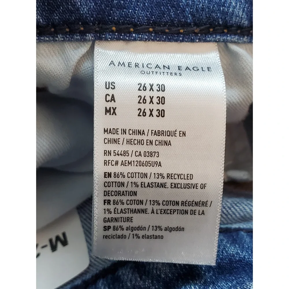 American Eagle Outfitters Men Jeans 26X30 Blue Denim Athletic Straight Whiskers